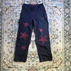 Y2k Hot Topic Emo Goth Pants Baggy 2000s Grunge Red Star Jeans Sz 5 Tripp style